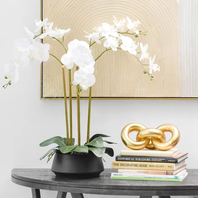 Gambar Informa Bunga Artifisial Orchid Dengan Pot 25x25x70 cm - Putih