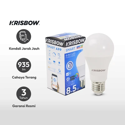 Gambar Krisbow Smart Bohlam Led 8.5 Watt Rgbcw - Multi Color