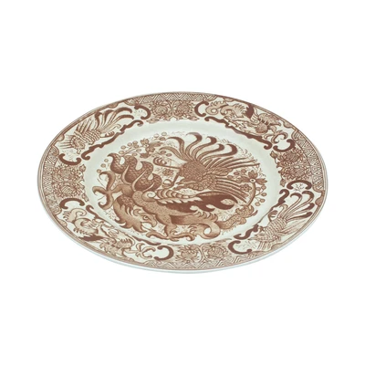 Gambar Kopin Porcelain Piring Saji Keramik Oriental Burung Hong 26 cm - Coklat