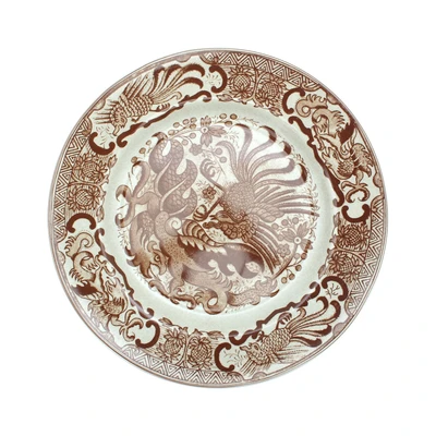 Gambar Kopin Porcelain Piring Saji Keramik Oriental Burung Hong 26 cm - Coklat