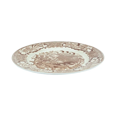Gambar Kopin Porcelain Piring Saji Keramik Oriental Burung Hong 26 cm - Coklat