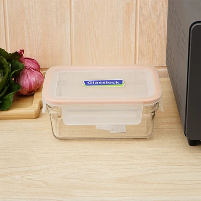 Gambar Glasslock Wadah Makanan Tempered Glass Oven Smart Rectangle 1.02 Liter - Oranye
