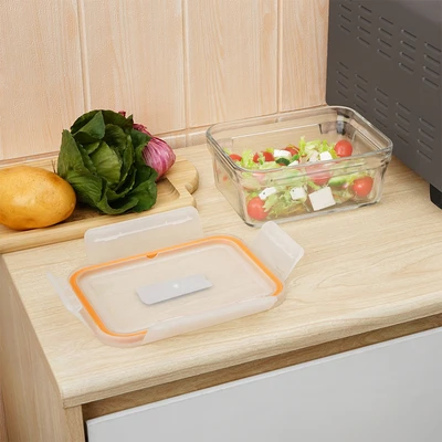 Gambar Glasslock Wadah Makanan Tempered Glass Oven Smart Rectangle 1.02 Liter - Oranye