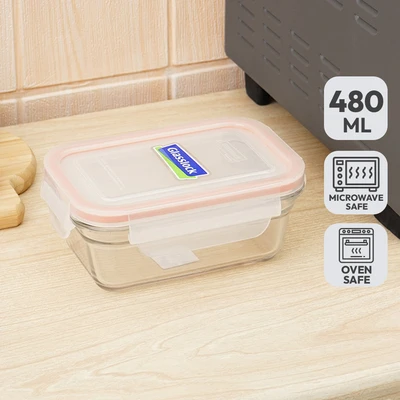 Gambar Glasslock Wadah Makanan Oven Ring Taper Rectangle 480 ml - Oranye