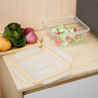 Gambar Glasslock Wadah Makanan Tempered Glass Oven Ring Taper Square 1.65 Liter - Kuning