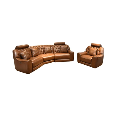 Gambar Cheers Malaga Set Sofa Recliner Sudut Kulit - Cokelat