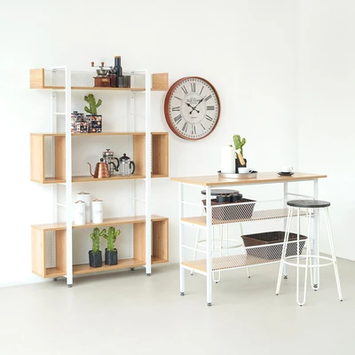 Gambar Informa Macy Rak Metal 3 Tingkat 120 cm - Cokelat Kayu