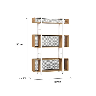 Gambar Informa Macy Rak Metal 3 Tingkat 120 cm - Cokelat Kayu
