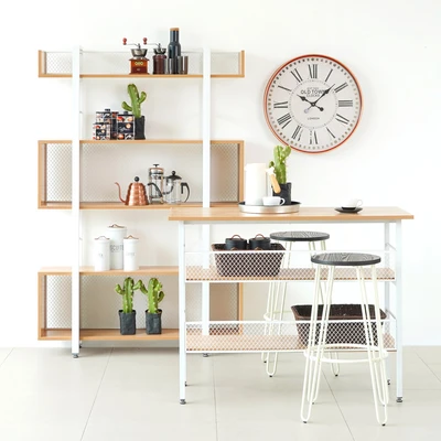 Gambar Informa Macy Rak Metal 3 Tingkat 120 cm - Cokelat Kayu