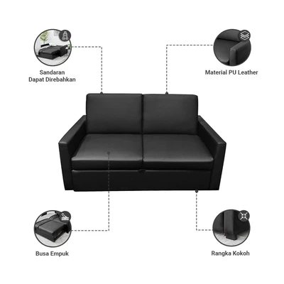 Gambar Informa Maine Sofa Bed Kulit - Hitam