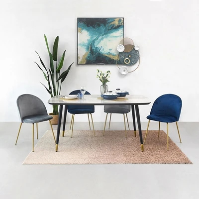 Gambar Informa Louise Kursi Makan Fabric - Abu-Abu/Gold