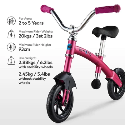 Gambar M-Cro Sepeda Anak Balance Bike Gbike Chopper Dlx - Pink