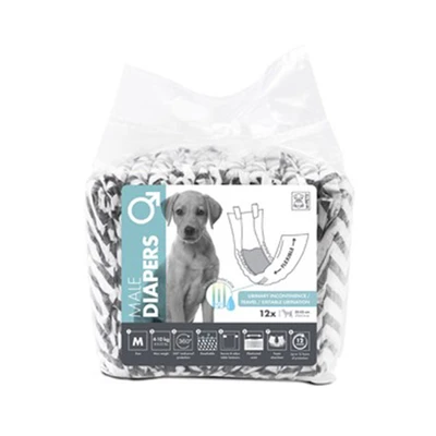 Gambar M-Pets Popok Anjing Jantan Ukuran M Set 12 pcs - Hitam/Putih