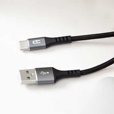 Gambar Ataru Kabel Charger USB-A To USB-C Nylon Braided - Abu-Abu