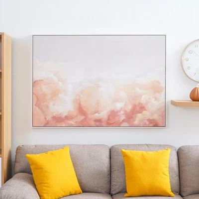 Gambar Informa Lukisan Kanvas Handmade & Print Clouds 122.5x82.5 cm - Orange