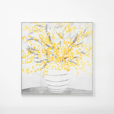 Gambar Informa Lukisan Kanvas Handmade & Print Flower 102.5x102.5 cm - Kuning