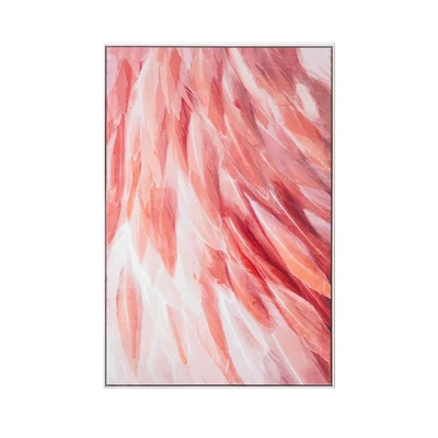 Gambar Informa Lukisan Kanvas Handmade & Print Feather 82.5x122.5 cm - Pink