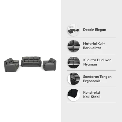 Gambar Informa Ziva Set Sofa Kulit - Hitam