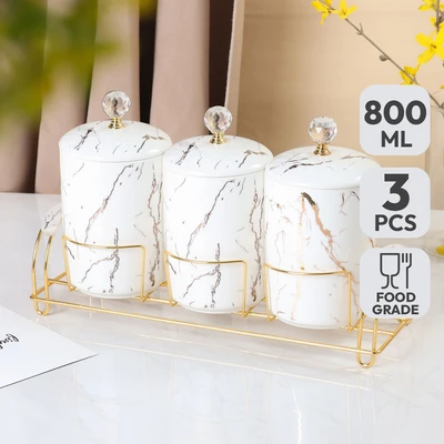 Gambar Appetite Nicoline Stoples Dengan Rak 800 ml Set 3 pcs - Putih