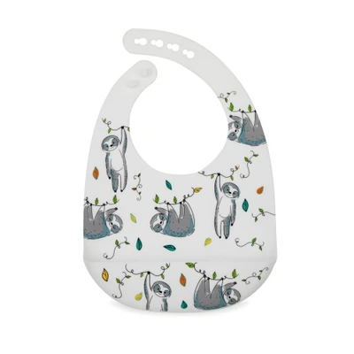 Gambar Nuby Celemek Makan Bayi Silicon Bib Print Sloth 126934