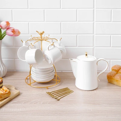Gambar Appetite Lanster Teko & Cangkir Teh Porcelain Dengan Saucer 1.2 Liter Set 7 pcs - Putih