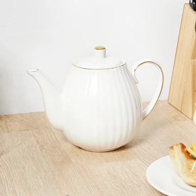 Gambar Appetite Pcs Lucille Teko & Cangkir Teh Porcelain Dengan Saucer 1.3 Liter Set 7 pcs - Putih