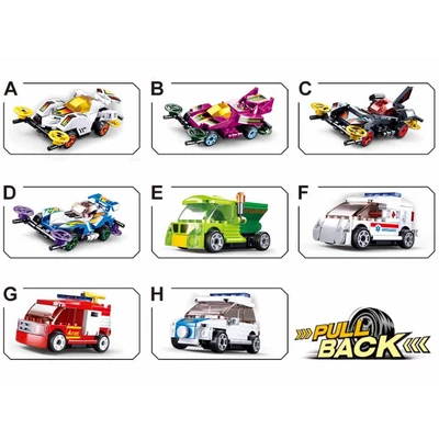 Gambar Sluban Set 57 Pcs Power Bricks Mexaho Pull Back - Ungu