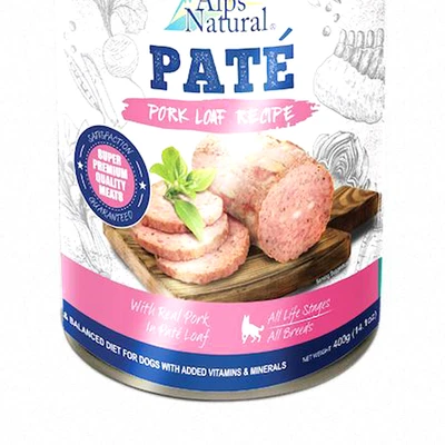 Gambar Alps Natural Makanan Anjing Basah All Life Stages All Breeds Pate Pork Loaf 400 gr