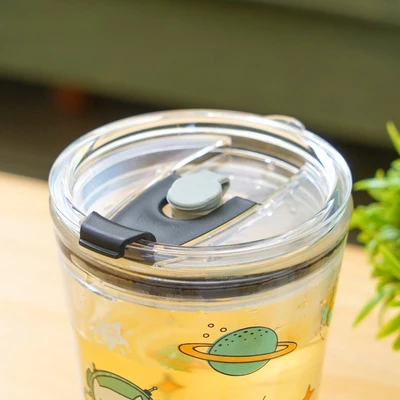 Gambar Selma Jeni Gelas Tumbler Kaca Dengan Tutup & Sedotan 440 ml Transparan