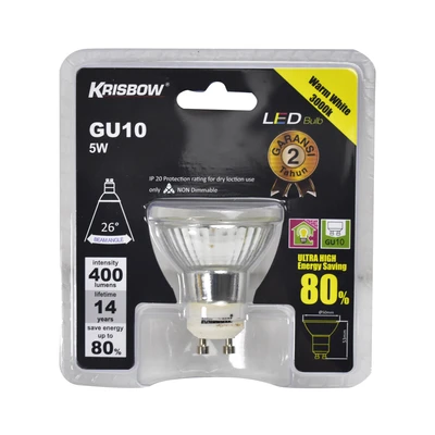 Gambar Krisbow Bohlam LED 5 Watt 400 Lumen Warm White GU10 - Kuning