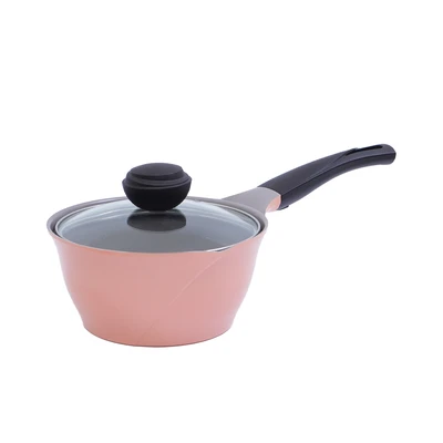 Gambar Cheftopf 18 Cm Panci Saucepan Dengan Tutup Kaca - Peach