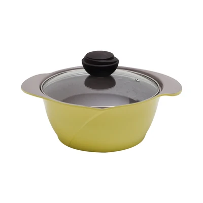 Gambar Cheftopf Panci Casserole Dengan Tutup Kaca Ceramic Coating 20 cm - Kuning