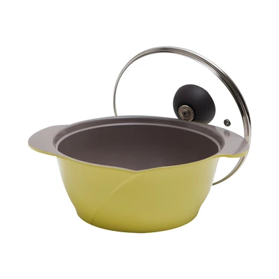 Gambar Cheftopf Panci Casserole Dengan Tutup Kaca Ceramic Coating 20 cm - Kuning