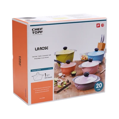 Gambar Cheftopf Panci Casserole Dengan Tutup Kaca Ceramic Coating 20 cm - Kuning