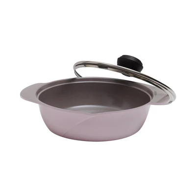 Gambar Cheftopf Panci Casserole Low Dengan Tutup Kaca 24 cm - Ungu