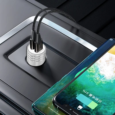 Gambar Otto Klasse Charger Mobil & Kabel USB 3 In 1 - Silver