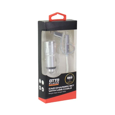 Gambar Otto Klasse Charger Mobil & Kabel USB 3 In 1 - Silver