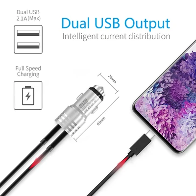 Gambar Otto Klasse Charger Mobil & Kabel USB 3 In 1 - Silver