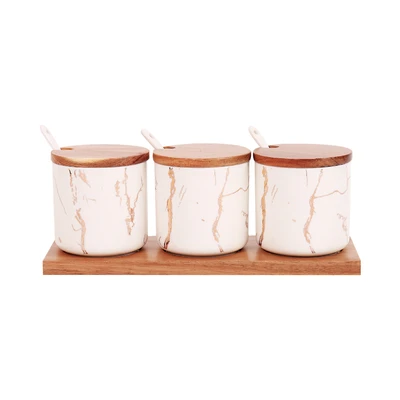 Gambar Appetite Tempat Bumbu Dapur Dengan Nampan Set 4 pcs - Gold