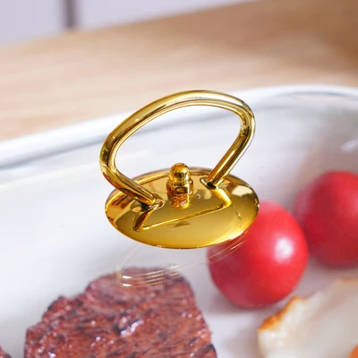 Gambar Appetite Wadah Saji Casserole Porcelain Marble 33x22 cm - Gold
