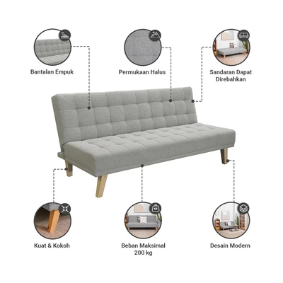 Gambar Informa Gonzales Sofa Bed Fabric - Abu-Abu