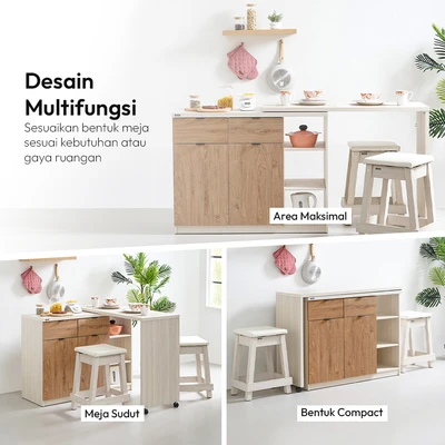 Gambar Informa Galyn Set Meja Dapur Dengan Bangku - Putih