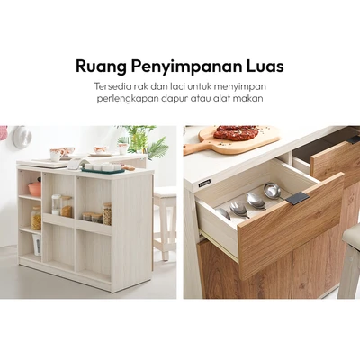 Gambar Informa Galyn Set Meja Dapur Dengan Bangku - Putih