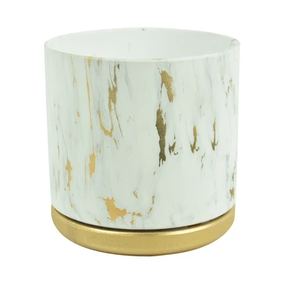 Gambar Informa Pot Tanaman Motif Marble Dengan Alas 13.3 cm - Gold
