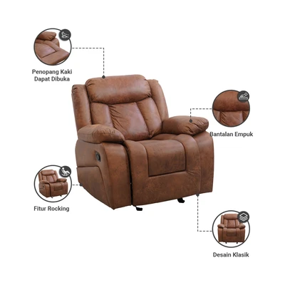 Gambar Selma Norton Sofa Recliner Rocking Fabric 1 Seater - Cokelat