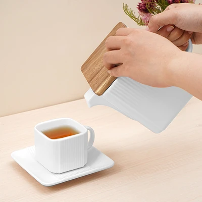 Gambar Appetite Heidie Teko & Cangkir Teh Porcelain Dengan Saucer 850 ml Set 10 Pcs - Putih