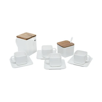 Gambar Appetite Heidie Teko & Cangkir Teh Porcelain Dengan Saucer 850 ml Set 10 Pcs - Putih