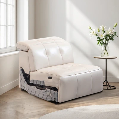 Gambar Domicil Hollywood Sofa Recliner Electric Armless Kulit - Krem