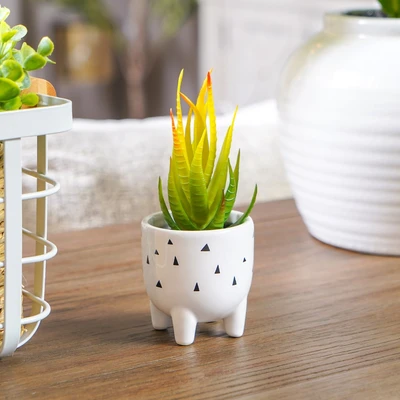 Gambar Informa Tanaman Artifisial Aloe Vera Dengan Pot 7.1x7.1x16.5 cm - Putih/Hitam