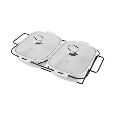 Gambar Appetite Twins Wadah Saji Casserole Dengan Rak 28 cm - Putih